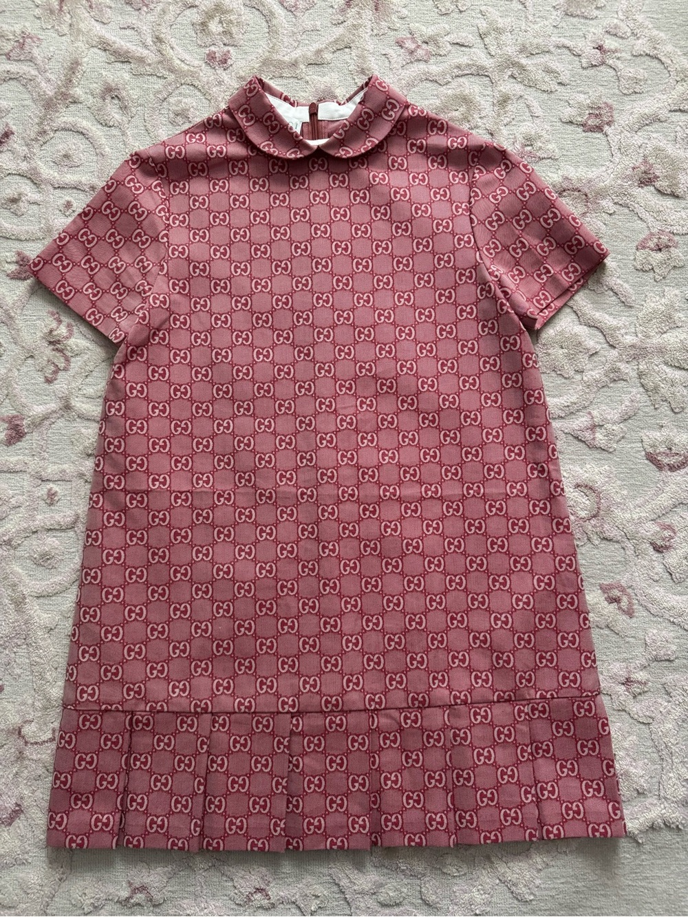 Gucci Rose Pink GG Jacquard Short Sleeve Shift Dress